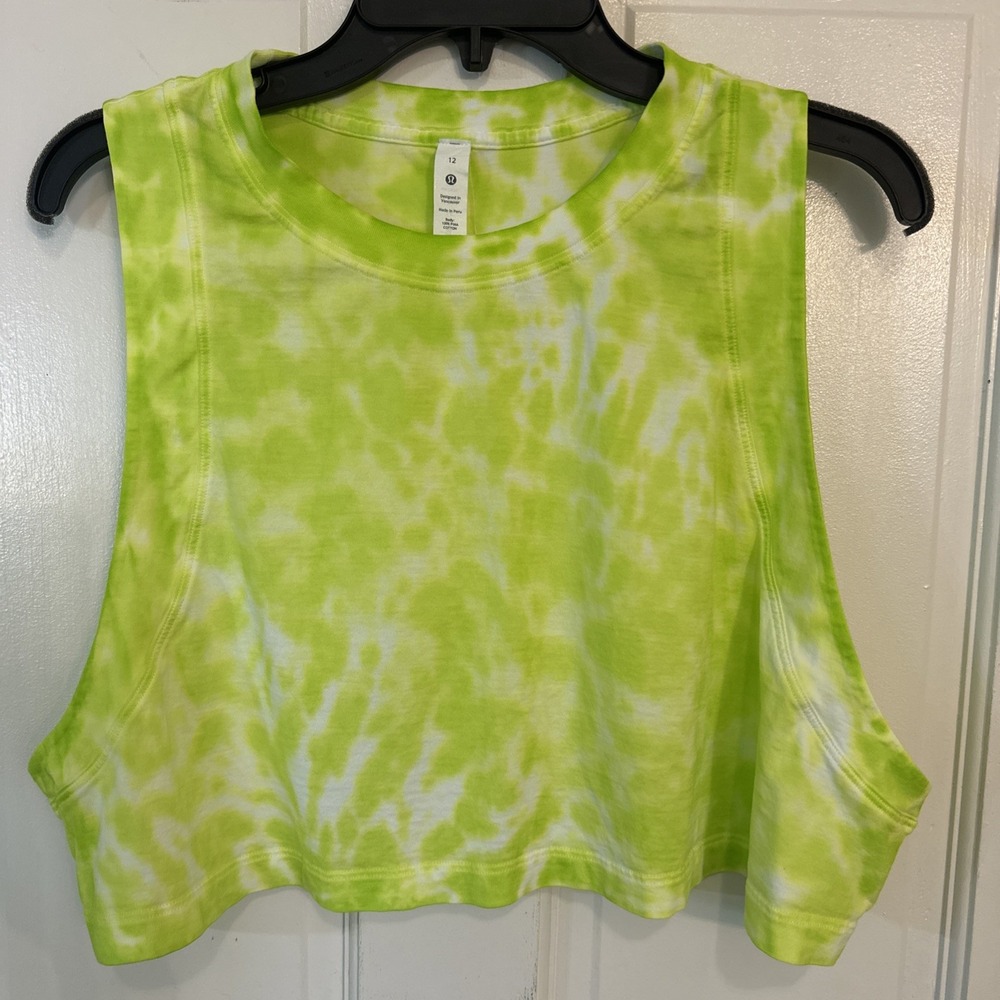 lululemon athletica Lime Tie-Dye Cropped Tank